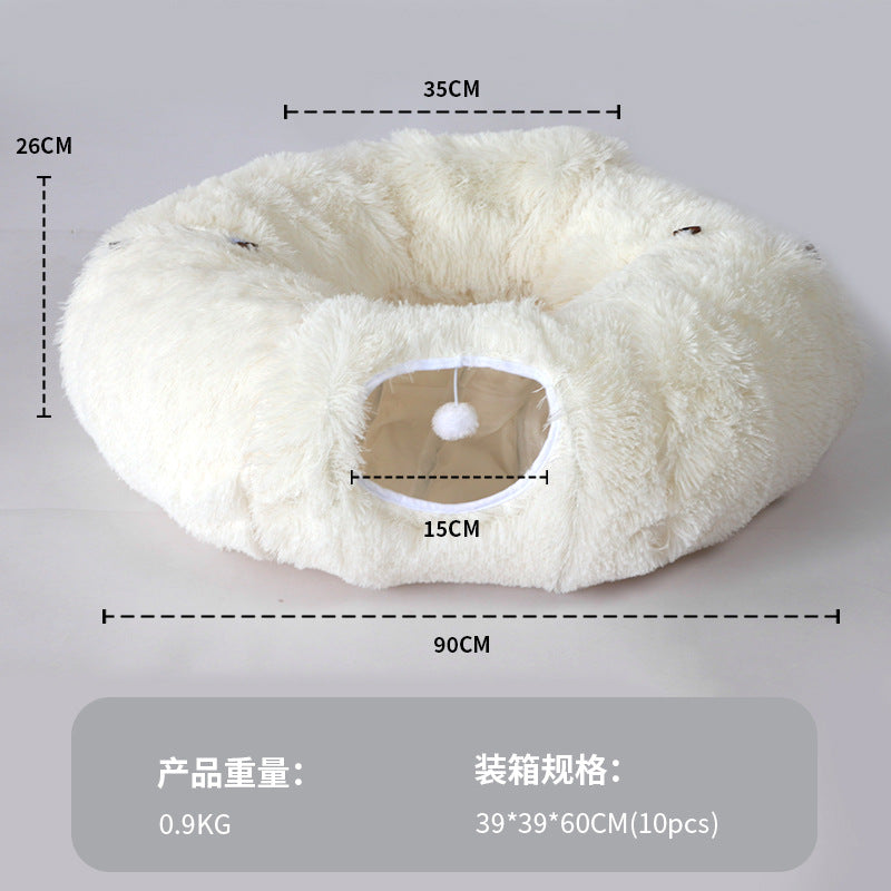 Plush Tunnel Cat Bed