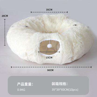 Plush Tunnel Cat Bed