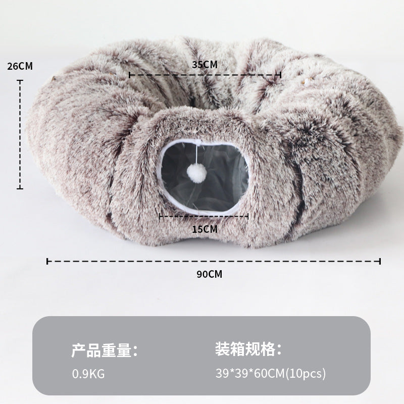 Plush Tunnel Cat Bed
