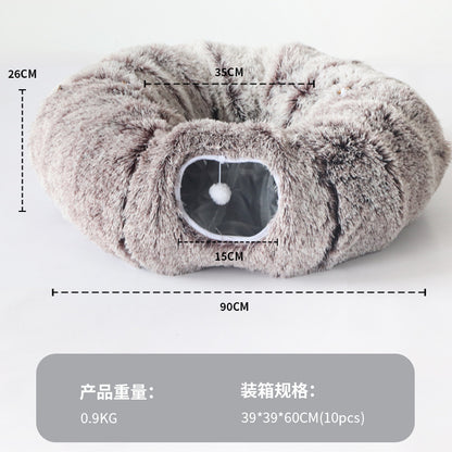 Plush Tunnel Cat Bed